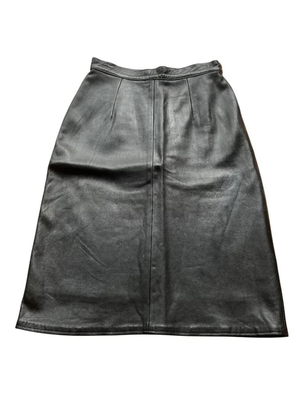 Vintage Goth 90s Erez Sport Size 12 Leather Knee Length Straight Pencil Skirt - Picture 1 of 16